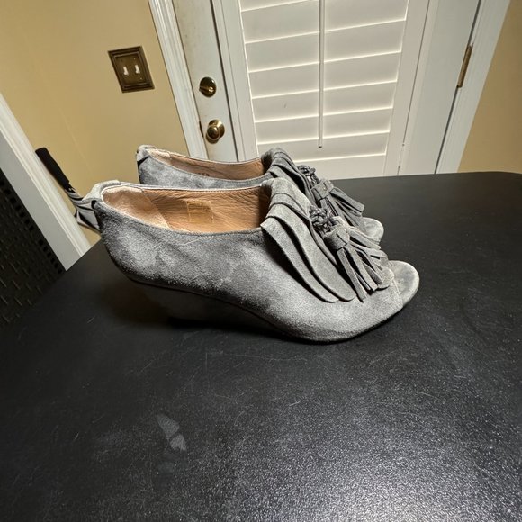 Anyi Lu gray suede sedge peep toe  bootie shoe - Picture 15 of 15